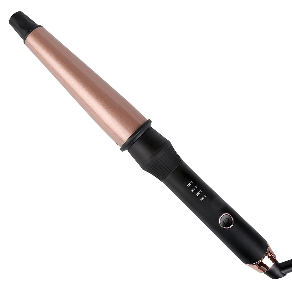 Professional Rose Gold Conical Ceramic Hair Curlers Wand Curling Iron Styling Tools Wand Curler Curl Iron Rotating Curling Waves